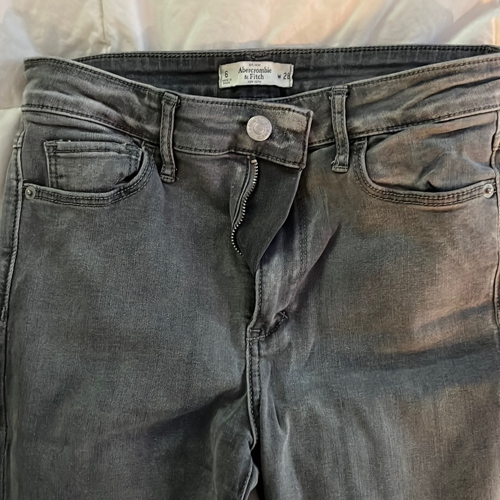 Gray, distressed skinny jeans